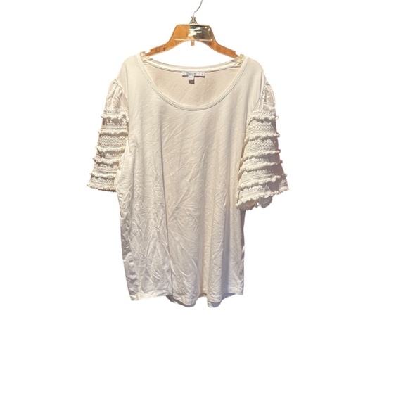 Chico's Fringe Tier Sleeve Top in White XL - Picture 1 of 8